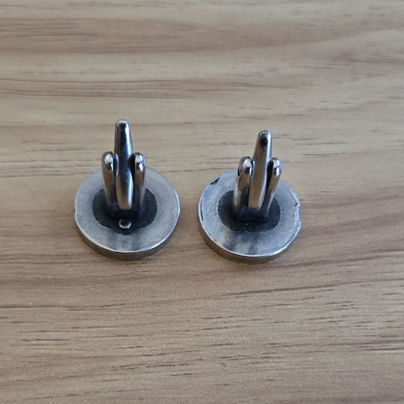 Vintage Royal King's Crown & Laurel Wreath Silver Tone Mens Cufflinks Old Money - Picture 4 of 5